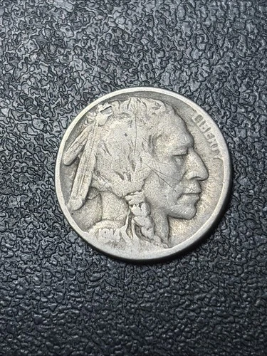 1914 D Buffalo Nickel Scratched