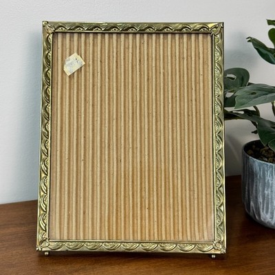 Vintage Brass Picture Photo Frame Ornate 8x10 Gold with Ball Feet