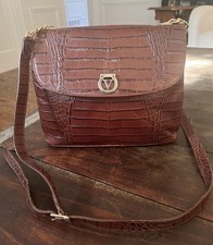 Valentino Garavani Crocodile Embossed Bag Purse Brown. Vintage