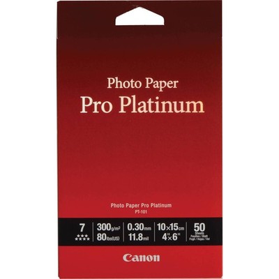 Canon Pro Platinum High Gloss Photo Inkjet Paper, 4x6'', 50 Sheets