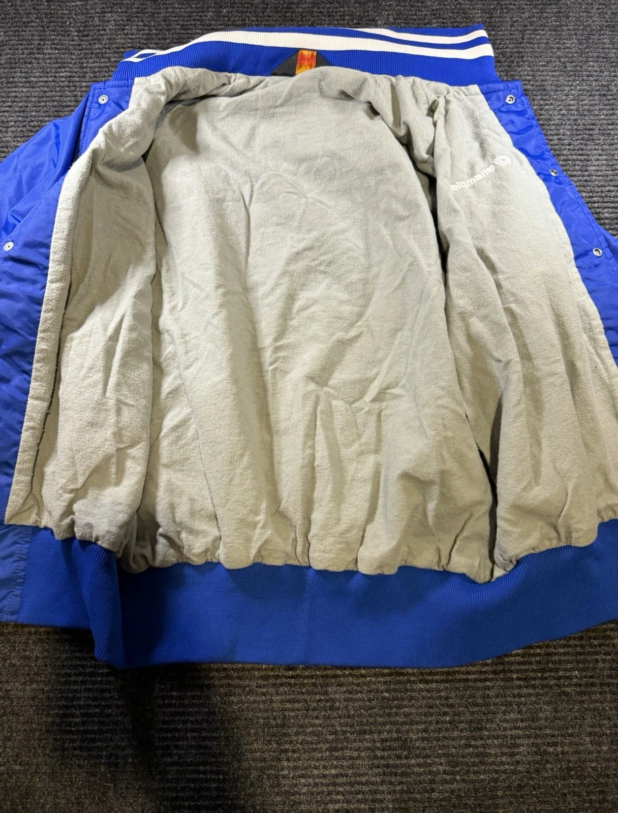 Vintage 80s 90s Champion Pla-Jac Dunbrooke Bomber Jacket Mens L Blue Made USA - product detail image 9