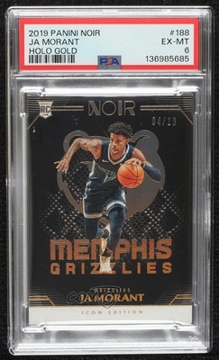 2019 Noir Rookies Icon Edition Holo Gold 4/10 Ja Morant #188 PSA 6 Rookie RC 2r7