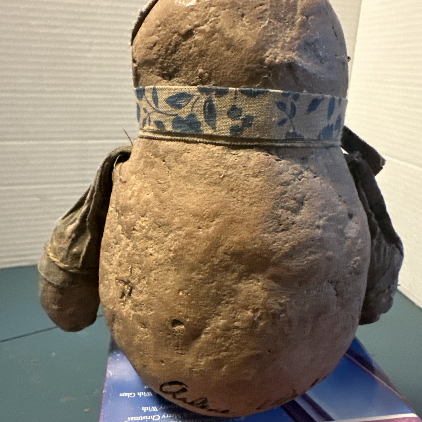   WORN WITH LOVE 9" SHELF SITTER PRIMATIVE TEDDY BEAR Signed BY Artist  A Wobler