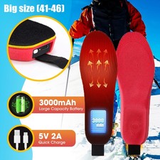 Electric Heated Shoe Insoles Warm Feet Heater Foot Winter Warmer Pads Size 41-46