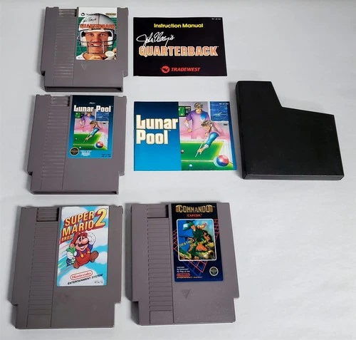 D-213 VTG. COLLECTION OF NES GAMES-SUPER MARIO BROS 2, COMMANDO, LUNAR POOL, +!
