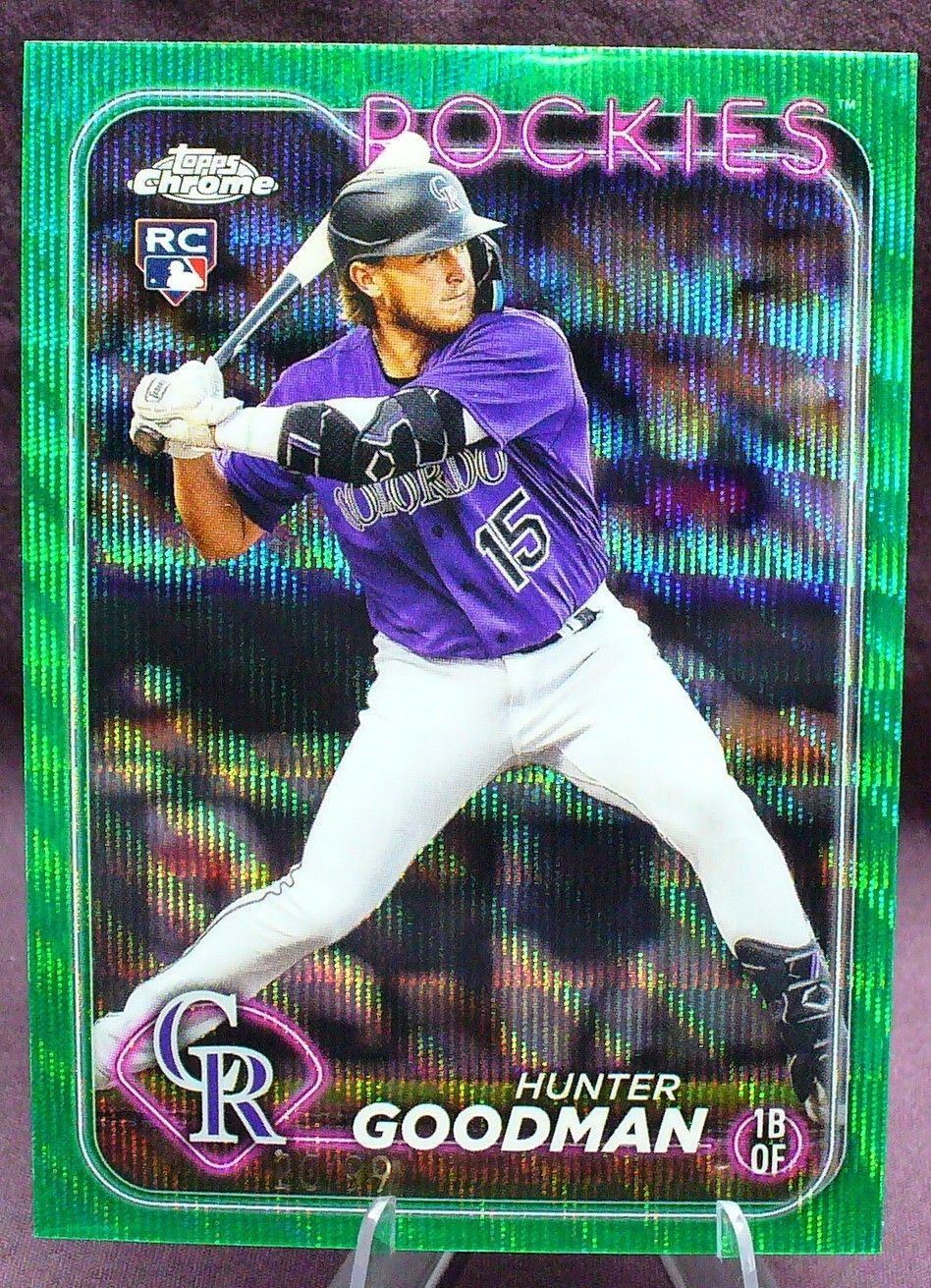 HUNTER GOODMAN 2024 Topps Chrome #99 (RC)(#'d) /99 Green Wave Refractor