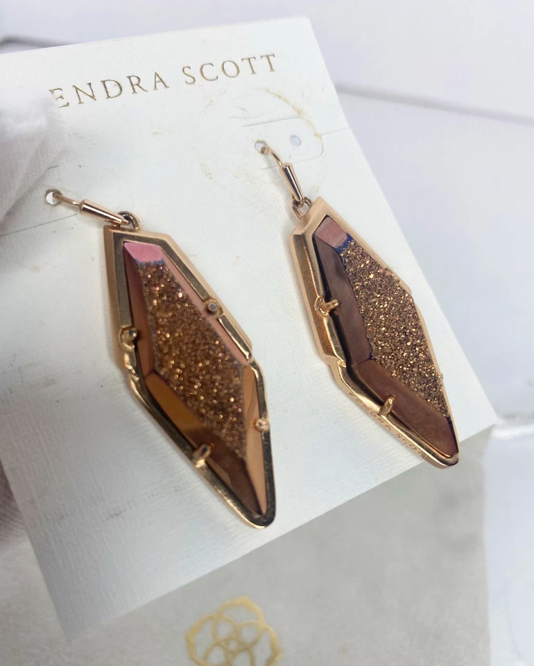 Pendientes Kendra Scott Bex Bronce Drusy Oro Rosa Foto 2 de 4