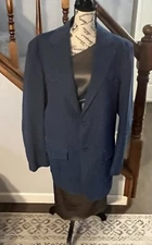 Vintage TX Niver Western Wear Blue Denim Suit Rockabilly Jacket 44L Pants 34x32