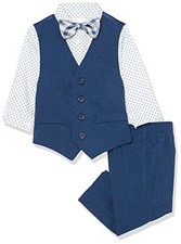 Van Heusen Boys 4-Piece Formal Suit Set, Vest, Dress Shirt, Tie, Blue Jean, 4R