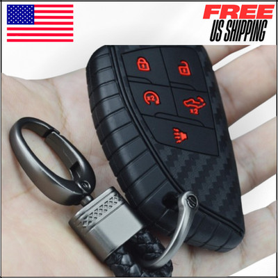 Silicone Carbon Key Fob Cover Case for Chevrolet Silverado 1500 2500 Equinox RS