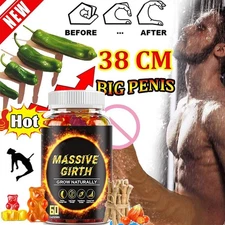 #1 BEST-MALE ENLARGER THICKER LONGER BIGGER 4" GROWTH ENLARGEMENT 60 GUMMIES