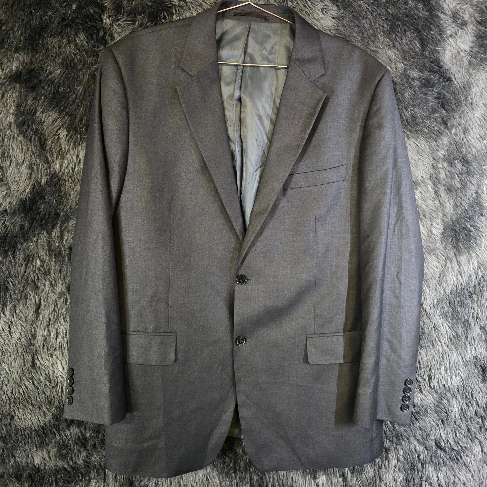 Mens Sport Coat Wool Blend Solid Classic Fit Two Button 44R Renoir Black