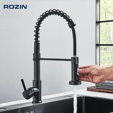 Matte Black Kitchen Faucet 360 Swivel Mixer Tap Hot Cold Sink Faucet Deck Mount