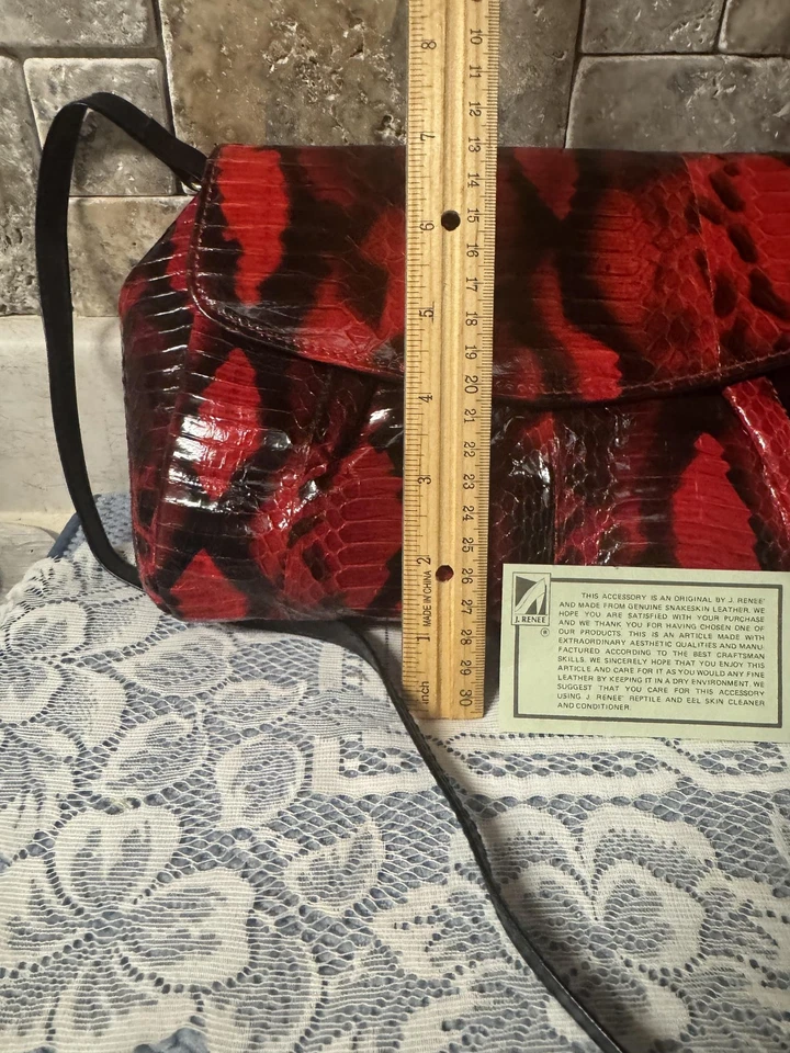 Bolso de Hombro J Renee Vintage Mujer Cuero de Serpiente Genuino Cartera Años 90 Foto 3 de 4