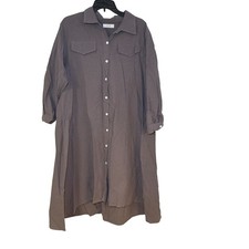 iminoaru Long Sleeve Button Front Shirt Dress Purple Gray Oversized Midi size L
