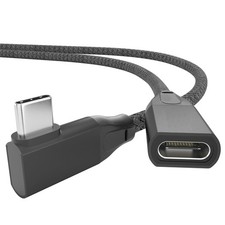 USB-C Extension Cable Right Angle 0.3M/1FT, 90 Degree 3.2 1ft, black