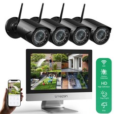 Wireless Security Camera System Metal 12'' Monitor Outdoor 2K Wifi IP Camera 1TB