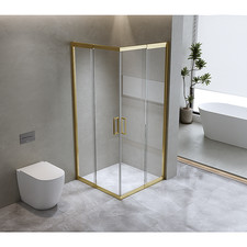 Adjustable 90x90cm Sliding Shower Screen in Gold