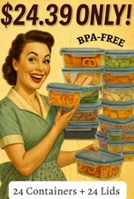 48 PCS Food Storage Containers Airtight BPA Free Stackable Kitchen Meal Prep NEW
