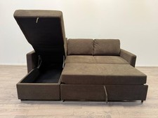 Reagan Brown Fabric Left Hand Corner Sofa Bed with Storage (damage)