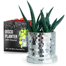 Disco Ball Planter Pot - 4.3 inch Disco Ball Vase, Disco Planter, Ceramic Pla...