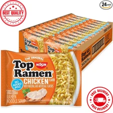 Nissin Top Ramen Noodle Soup, Chicken, 3 Ounce (Pack of 24)