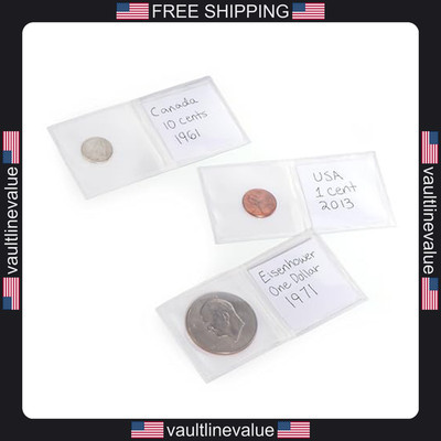 Coin Flips 2x2 100 Pack Clear Archival Sleeves Double Pocket Coin Holders 42mm