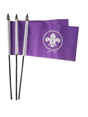Pfadfinder lila 3er Pack kleine Hand wehende FAHNEN 6''X4'' FLAGGE