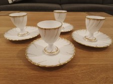 4x Antike Eierbecher mit Unterteller – Sarreguemines Utzschneider & Cie