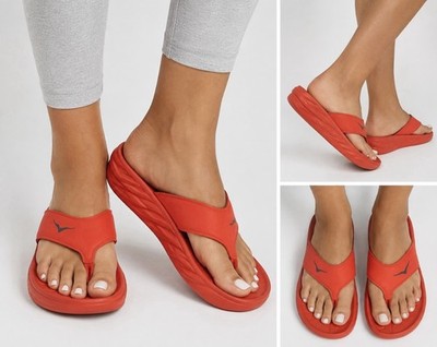 Hokas Ora Flip FLop Shoes Women 7.5 Ora Recovery Fiesta Coral- Red Thong Sandals