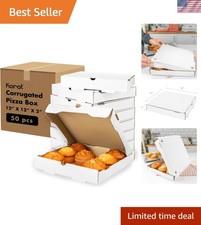 Pizza Boxes 12" x 12" x 2" 50 Pack White Corrugated Boxes  Ventilated, Gre...