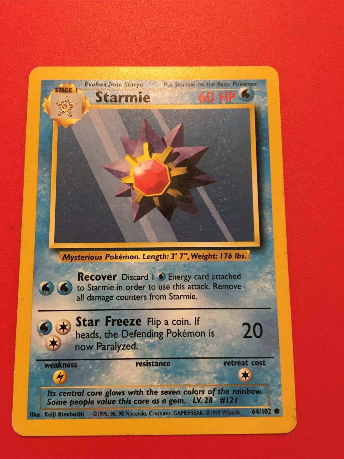 STARMIE 64/102 Common Stage 1 Base Set WOTC 1999 Pokemon Card LP