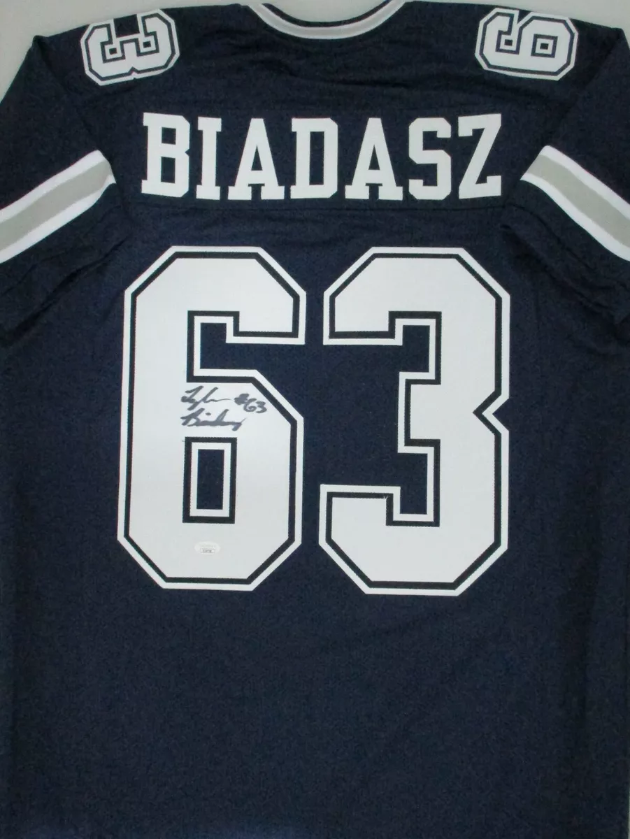 Cowboys Center TYLER BIADASZ Signed Custom Replica Navy Jersey AUTO JSA