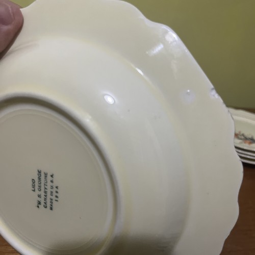 Set Of 4 WS George Lido Canary Tone Floral Flat Rim Soup Bowl 8". (AS IS) - Picture 7 of 8