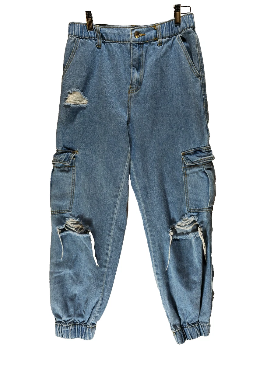 Jean femme taille haute déchiré bleu tendance | Kaufen auf