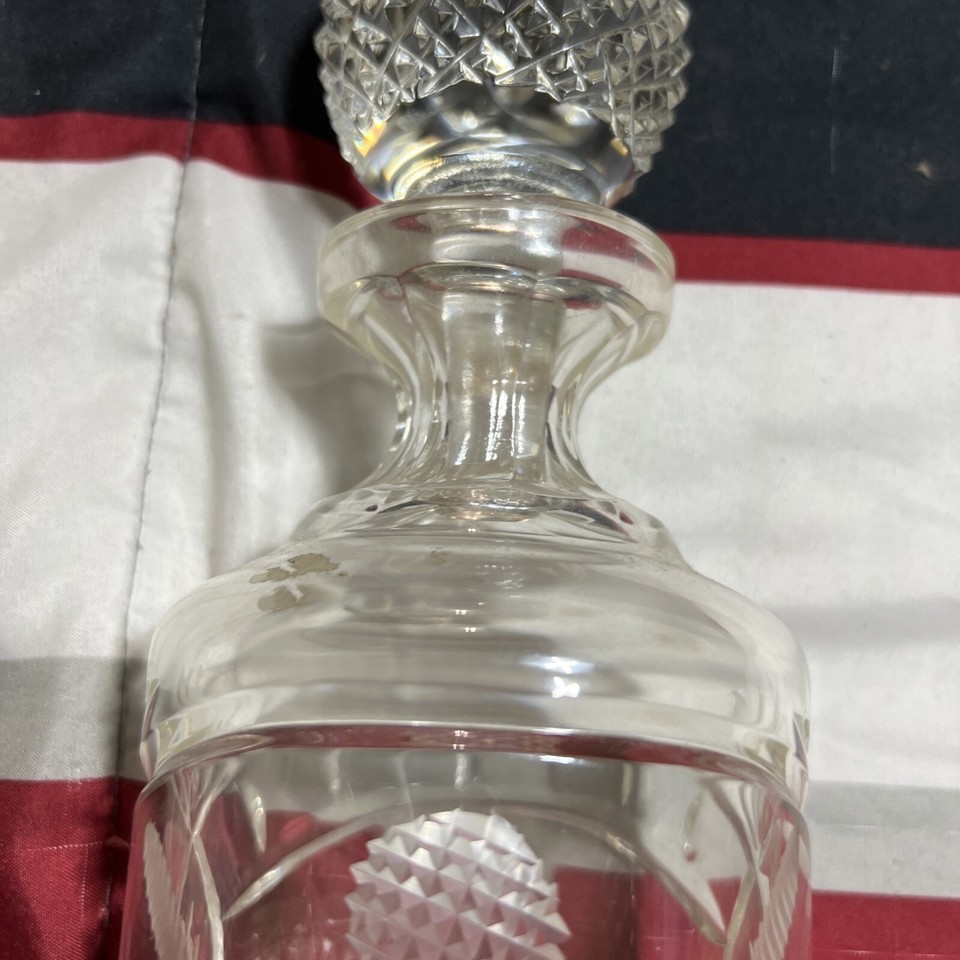 Crystal Decanter with a Golf Motif. Made by The Swiss Crystal Company