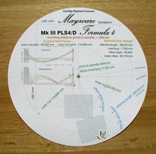 Mayware Formula IV Mk III PL S4/D Tonearm Cartridge Stylus Alignment Protractor