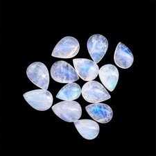 Wholesale Natural White Rainbow Moonstone Cabochon Pear Shape Loose Gemstone Lot