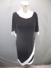 NWT Tiana B Size 10 Womens Black Short Sleeve Wrap Skirt Midi Sheath Dress 541