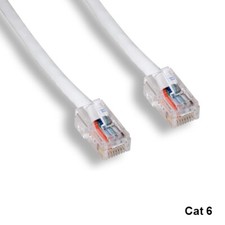 KNTK White 100' Cat6 UTP Ethernet Cord 24AWG 550MHz RJ45 Network Non-Booted Type