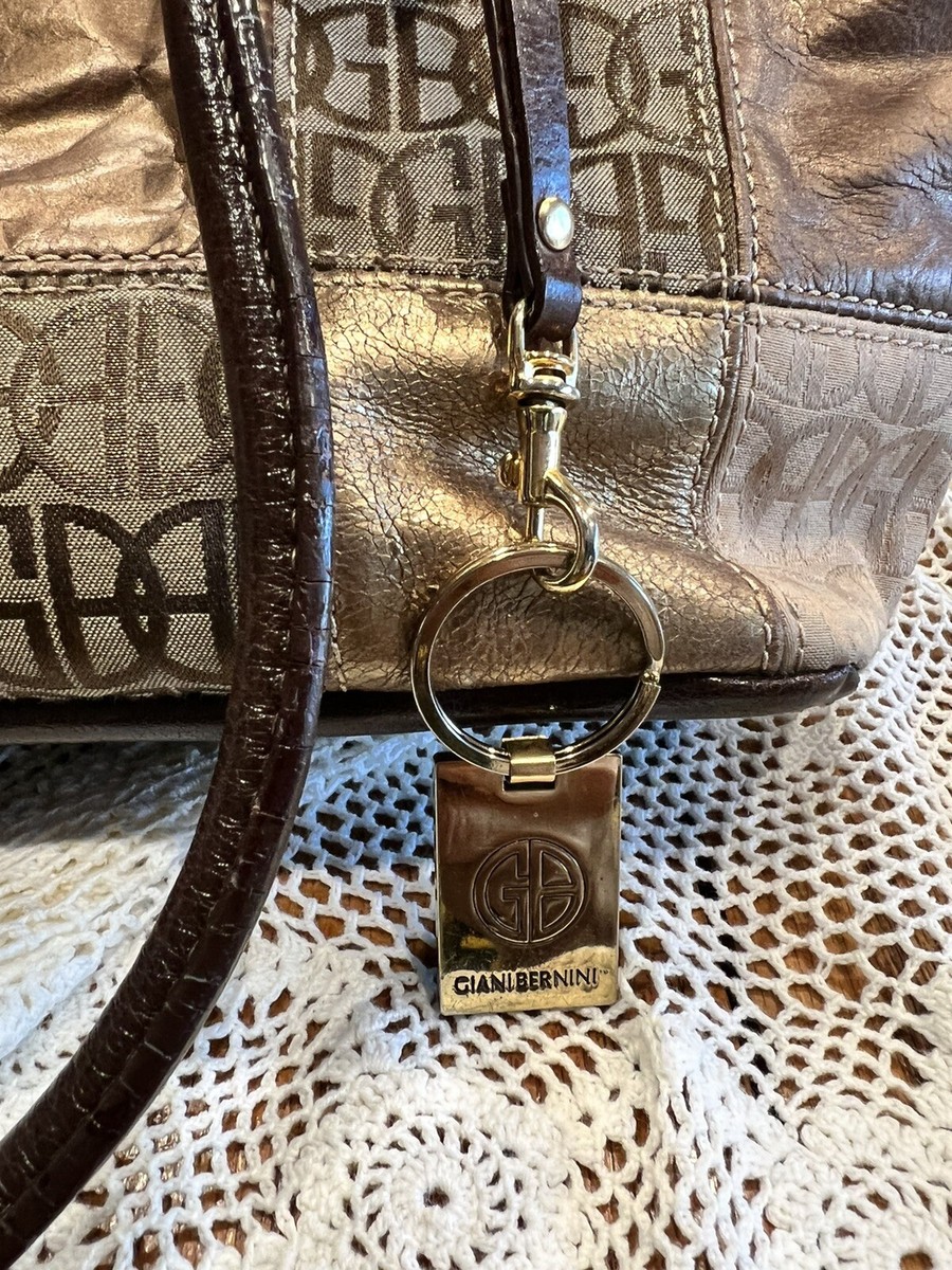 Giani Bernini VTG Brown and Gold Patchwork Leather Satchel