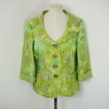 Elegance Paris Blazer Jacket Green Floral Jacquard Evening Occasion Size 12