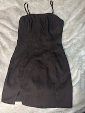SHEIN Spaghetti Straps Black Straight Neckline Mini Shift Dress Size 4