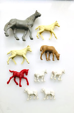 LOT OF 9 VINTAGE RUBBER AUBURN HORSES Multicolored Small Large