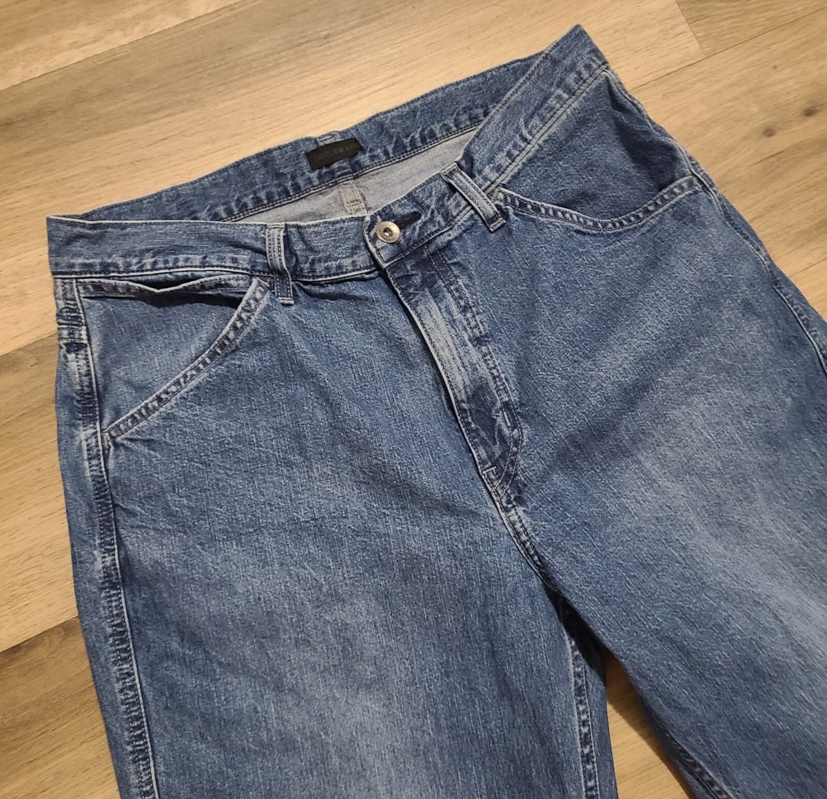 Uniqlo High Rise Wide Tapered Bottom Denim Jeans Women's Sz 11 (33×32)