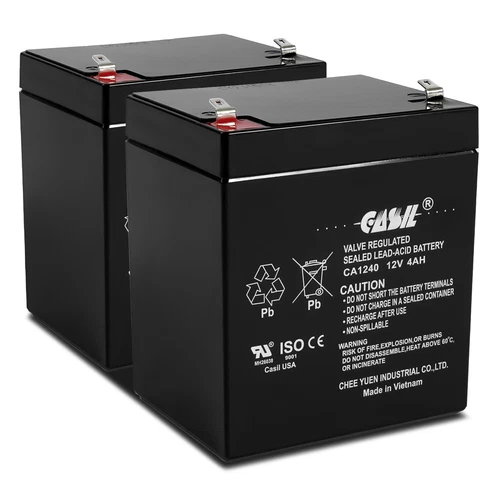 2 Pack Casil 12v 4ah for SLA Wagan 7 Liter Cooler/Warmer Mipro MA-708, MA-707