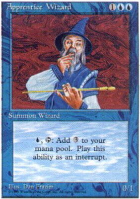 MTG Apprentice Wizard, Heavy Play, English Alternate Fourth Edition 4th