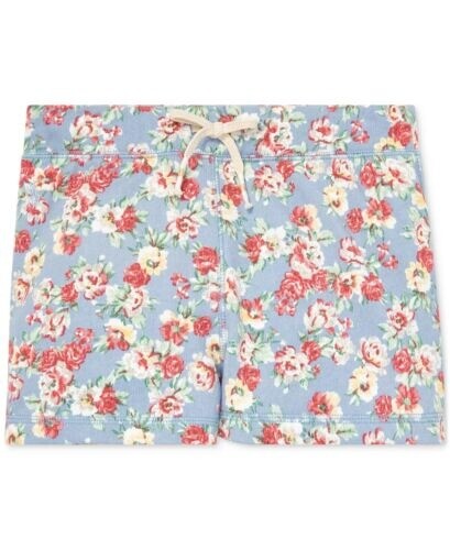 Polo Ralph Lauren BLUE Big Girls Floral Cotton French Terry Shorts, US 2T - Picture 1 of 2