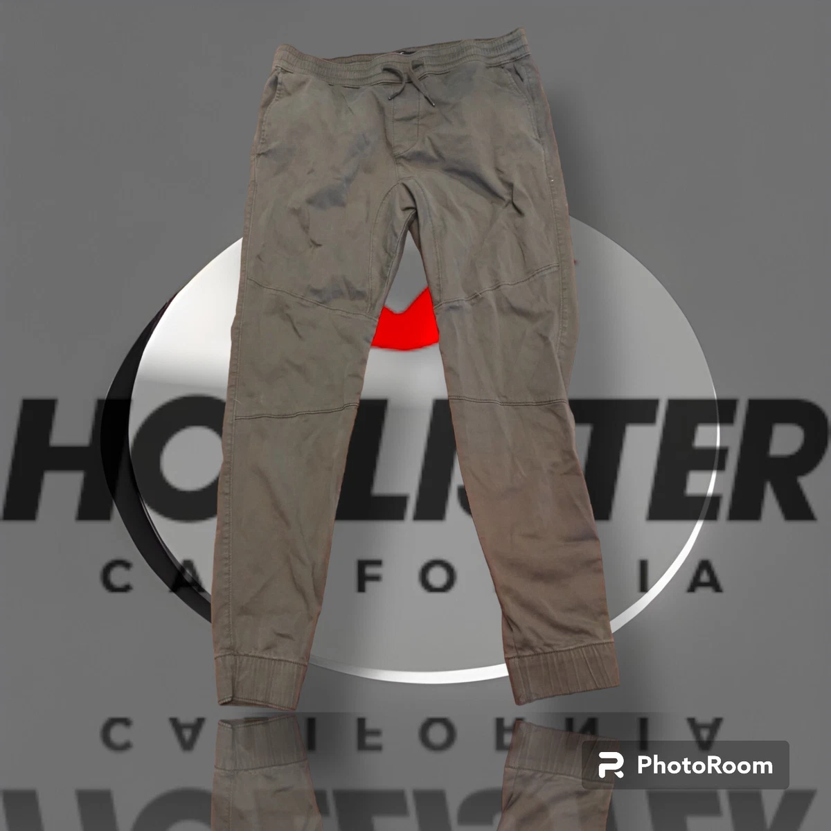 Hollister Mens Skinny Jogger Advanced Stretch Olive Flat Front