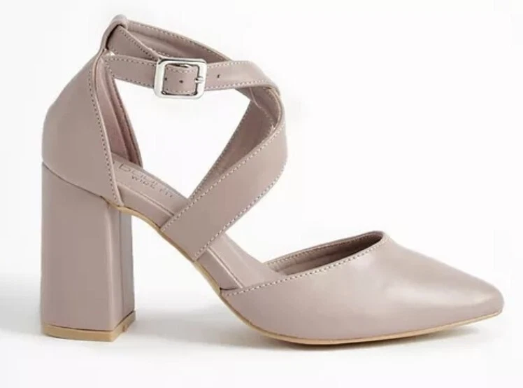 BOOHOO Ancho Ancho Cruzado Detalle Correa Bomba Desnudo Talla 8 NUEVO Foto 2 de 4